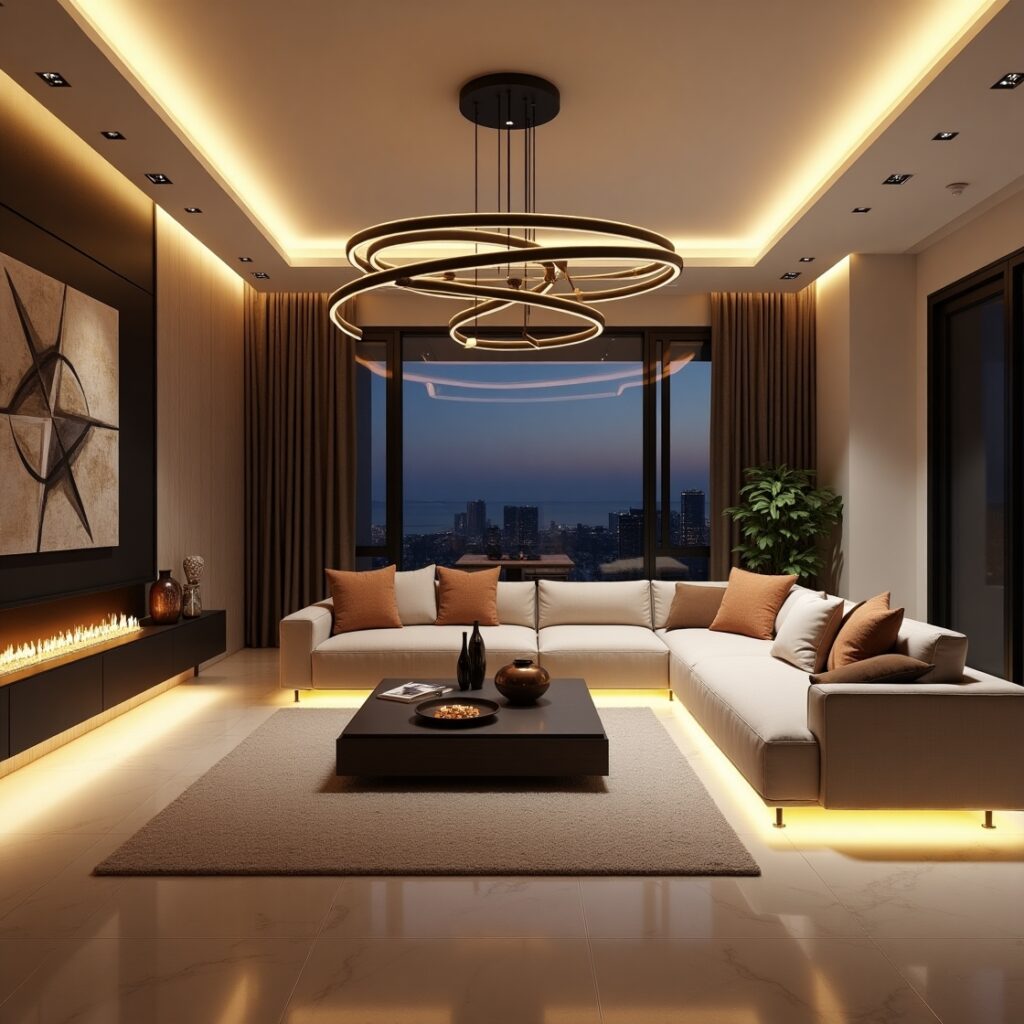 ideias de iluminação para sala de estar
