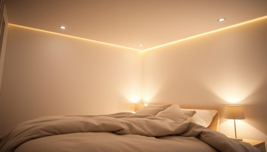Aplicações de Iluminação Embutida no Quarto