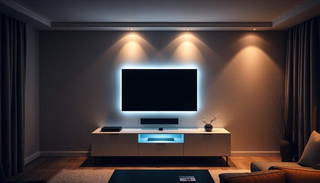 luzes de LED atrás da TV