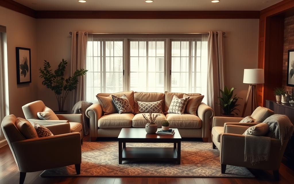 decoração de sala com sofá