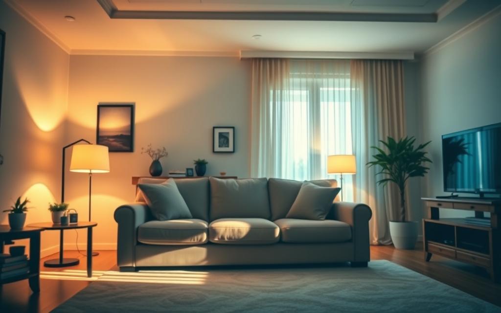 iluminação na sala de estar