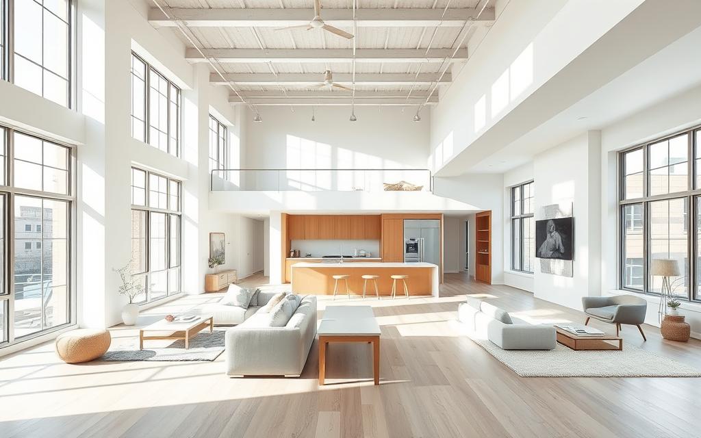 integração de ambientes em lofts urbanos minimalistas