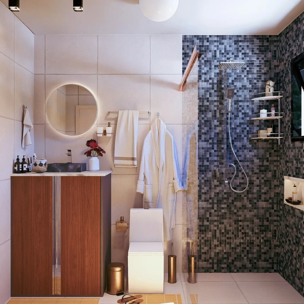 Projeto de Casa Pequena em BIM: Arquitetura, Estrutura e Instalações Completas banheiro